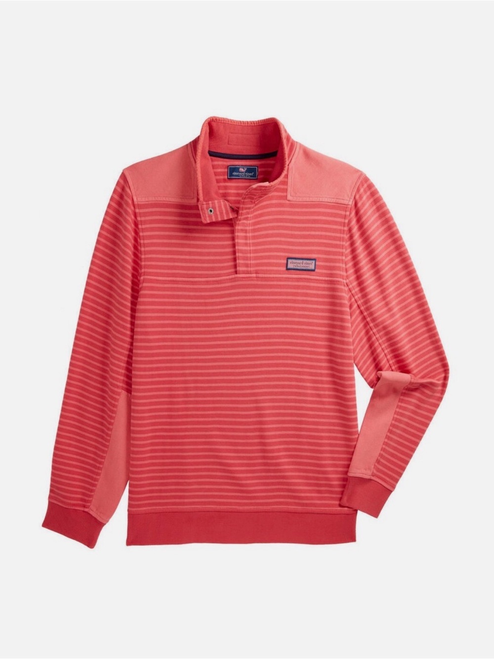 Vineyard Vines Overdyed 1/4-Snap Shep Shirt, Jetty Red Stripe XXL
